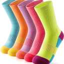 Gonii Women Socks Hiking Running Thick Cushion Athletic Crew Socks 5-Pair (5-9, 5 Pairs Quotidian Colors)