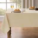Decorelia Faux Linen Small Rectangle Tablecloth for Kitchen Dining Room,Outdoor Coffee Wrinkle Resistant Washable Table Cloth Covers for Wedding, Picnics, Party (Oblong, 52 x 70 Inch (4-6 Seats), Beige)