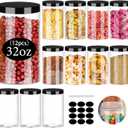 SLifeJars Clear Plastic Jars 32oz 12Pack Big Round PET Plastic Containers with Black Screw On Lids Reusable Empty Storage Jars with Lid Clear Containers for Household and Kitchen Organizing