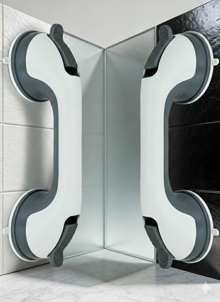 Shower Handles for Elderly Suction 2 Pack Grab Bars for Bathtubs and Showers, bar Safety 500 lbs Walls Handicap Heavy Duty Holder Hooks to Lift Large Tile Glass Suction Cups Tool Chair