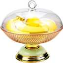 Fruit Bowl with Lid & Basket - Fruit Fly Proof Kitchen Counter Storage for Fruits & Veggies, Plastic Decorative fruit Baske, Fly Proof Fruit Basket with Handle (Golden/1PCS), One Size