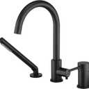 Deck Mount Tub Faucet Black with Sprayer High Flow Bathtub Faucets Brass Tub Filler Bathroom Faucets with Handeld Shower Mounted Roman