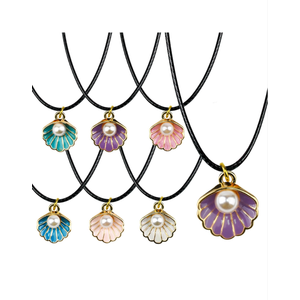 36 Pack Mermaid Shell Necklace Summer Pink Shell Mermaid Party Gift Decor for Princess Under The Sea Birthday Themed Party Little Girls Gift Bag School Rewards