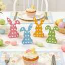 3 x 4 Pcs Pastel Wooden Easter Bunny Spring Table Decorations for Home - 6.3" Tall Colorful Cute Bunny Signs for Mantel Dining Room Tabletop Tiered Tray Decor