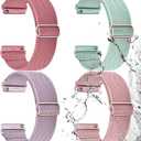 Fullmosa Watch Bands 20mm Nylon Elastic Stretchy Band, Water-resistant Quick Release Soft Adjustable Strap for Garmin Samsung Galaxy Amazfit Women Men (Peppermint/Pink/Pistachios/Coral)