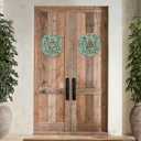 Hollyone 2Pcs Small Artificial Baby Breath Flowers Wreath 10 Inch Blue for Front Door Decor Faux Gypsophila Wreath Fake Baby Breath Flower Garland Candle Ring for Kitchen Cabinet Chairs Tabletop Decor