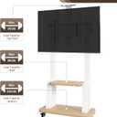 Height Adjustable Mobile TV Stand for 32-75 Inch TVs, Heavy Duty Floor TV Cart with Wheels, Media Shelf, Holds 180lbs, Max VESA 600x400mm, Fits Flat/Curved Screens