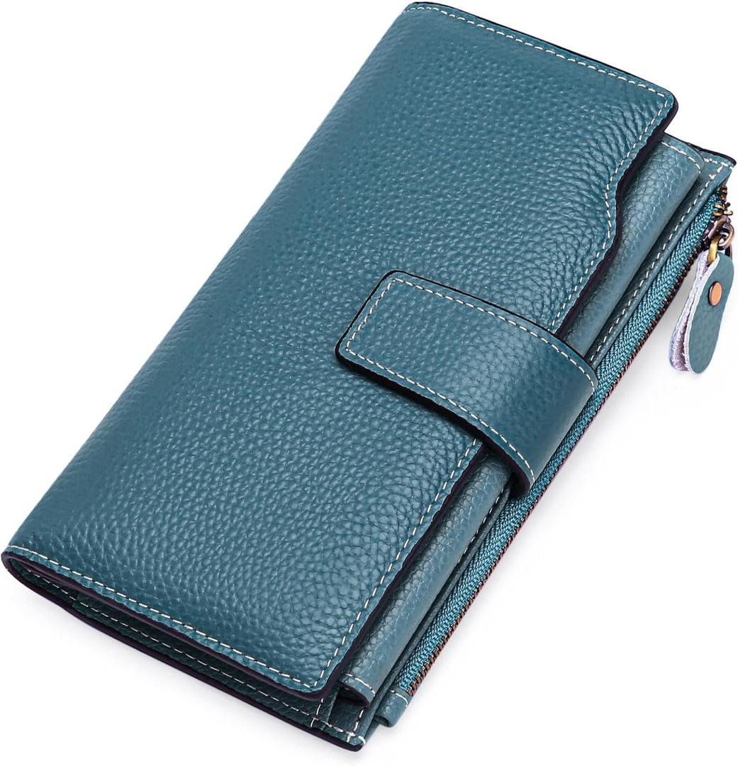 SENDEFN Women Leather Wallets RFID Blocking Clutch Card Holder Ladies Purse with Zipper Pocket