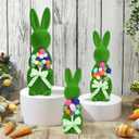 BrilliantJo Spring Decoration Figurines Decor Gift for Women Cute Moss Bunny Large Rabbit Kit Holding Balloons Set of 3(15", 13", 10") Green Desk Mother's Day Holiday Birthday for Home Office Garden