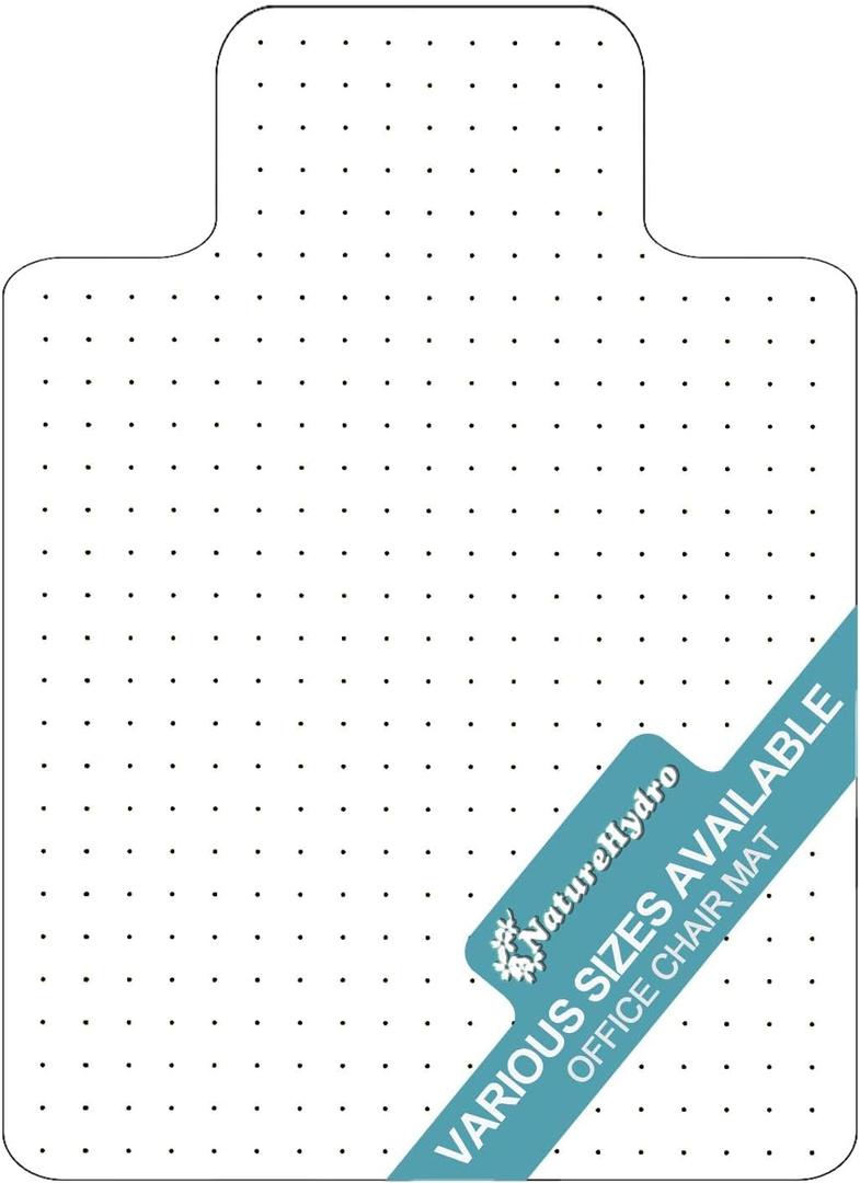Naturehydro Office Chair Mat for Carpet - 48" x 30" Transparent Computer Desk Chair Mat for Flat to Low Pile Carpet - Easy Glide Rolling Plastic Floor Mat, BPA and Phthalates Free (with Lip)