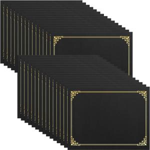SUNEE Certificate Holders(Black, 30 Packs), Diploma Covers Gold Foil Border, for Letter Size 8.5x11 Certificates, Cardstock, Document Papers