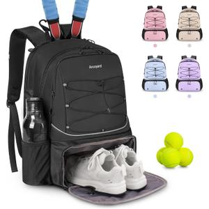Tennis Bag Holds 2 Rackets, Professional Tennis Bags for Women, Tennis Backpack with Ventilated Shoe Compartment (Black) Tennis Bag Holds 2 Rackets, Professional Tennis Bags for Women, Tennis Backpack with Ventilated Shoe Compartment (Black)