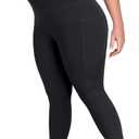 Plus Size Yoga Pants with Pockets, L-6XL Soft Stretch Leggings High Waisted, Tummy Control Thick Workout Leggings 25" (Black, XXXL)