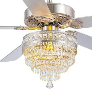 Asyko Crystal Ceiling Fan Fandelier with Lights and Remote Control, 52" Modern Chandelier Ceiling Fans with Reversible Blades, Silent Motor, Fandelier Ceiling Fan with Light Chrome