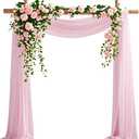 Medium Pink Chiffon Fabric 6.7 Yards - Wedding Arch Draping Fabric 29" x 20ft Medium Pink Sheer Curtains Wedding Decorations for Ceremony Backdrop