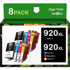 920XL Ink Cartridges Combo Pack Compatible for HP 920 920XL Ink Work with HP OfficeJet 6000 6500 6500A 7000 7500 7500A Printers (2 Black, 2 Cyan, 2 Magenta, 2 Yellow, 8 Pack)