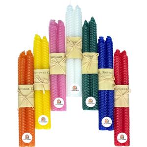 Lacaser Natural Beeswax Taper Candles Bulk, Colored Candlesticks in Rainbow Colors, Smokeless & Unscented, 9" Long Candle Sticks, Burning Time 4 Hours, 14 Pcs