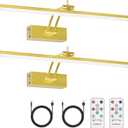 5200mAh Picture Light, Battery Operated Picture Lights for Wall, 16" Remote Dimmable Art Light with Timer for Paintings, 300LM Metal Painting Light for Display, Gallery, 2Pack (Gold-2P (B))