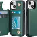Wallet Case for iPhone 14, Leather Flip Folio Cover Magnetic Clasp Pocket with 3 Card Holder for iPhone 14 (
Green
)