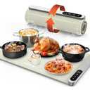 FEPPO Food Warming Mat, Upgrade High-tech Graphene Heating Film, Fast Full Surface Electric Warming Tray with 6 Level Adjustable Temperature and 6 Hours Timer, Roll Up Food Warmers for Parties Buffet