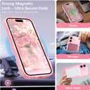 for iPhone 16 Case with MagSafe, Upgraded [Full Camera Protection] [Fit for MagSafe] [Mil-Grade Drop] Cute Wave Translucent Non-Slip Phone Case for iPhone 16 6.1",Pink