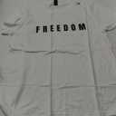 Freedom Black Text Minimalist Design, Bold Typography Graphic T-Shirt, White, Large