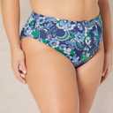 Amazon Essentials Women's High Waist High Leg Bikini Bottom, Deep Blue Paisley, Small