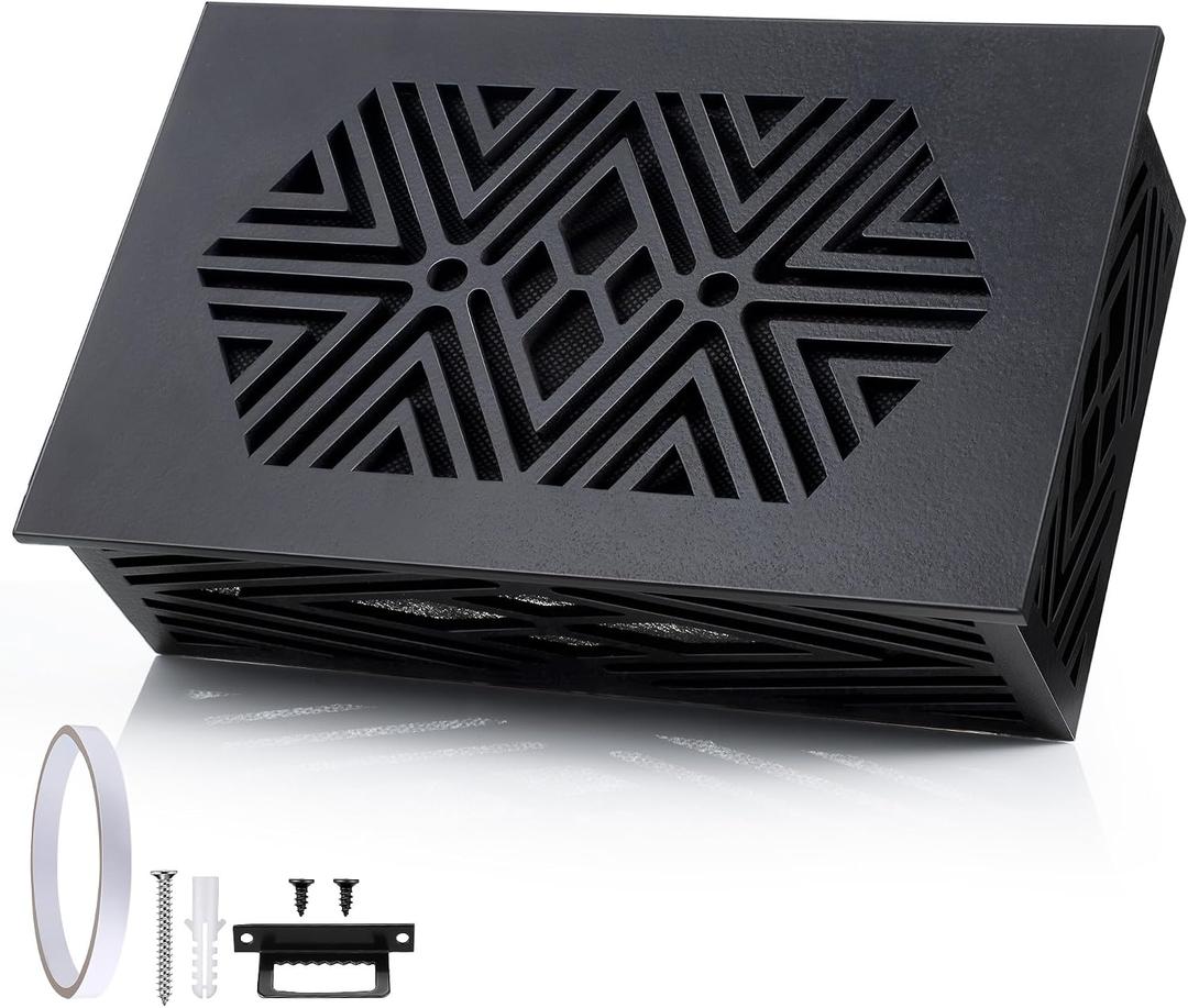 Saillong Doorbell Chime Cover Box Only, Decorative Wood Doorbell Cover for Wall Inside with Geometric Design, Indoor Doorbells Covers with Mounting Hardware, Chime Not Included(Black)