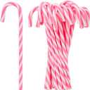 Hicarer 25 Pieces Christmas Plastic Candy Cane 5.9 Inch Christmas Tree Hanging Ornament Decoration Twisted Tree Candy Cane Ornament for Xmas Holiday Party Favor (Pink and White)