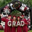 Maroon Black Silver Graduation Balloon Garland Arch Kit with Graduation Star print Certificate Letter Foil Balloons for Graduate Class of 2026 Grad Prom party Decorations Supplies