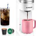 CHULUX Slim Single Serve Coffee Maker for K Pod, One Cup Coffee Maker Fits 7.3" Travel Mugs, Coffee Machine with 6 to 12oz Brew Sizes, Pearl White