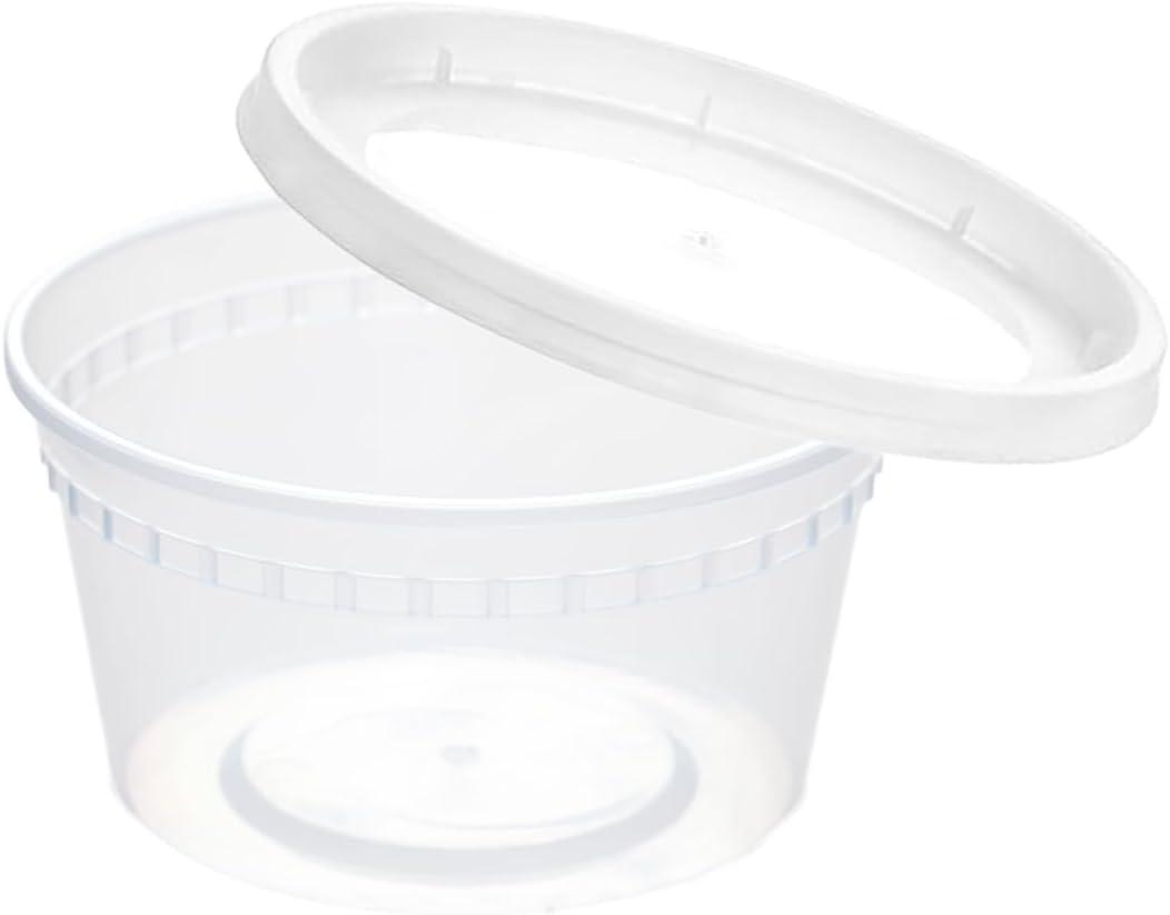 8 oz Clear Plastic Condiment Cups - 48-Pack with Lids, Airtight Small Food Containers, BPA-Free, Dishwasher Safe