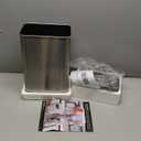 iTouchless 15 Liter / 4 Gallon Stainless Steel Wings Open Lid Sensor Bathroom Trash Can with AC Adapter, Touchless Automatic Operation, Compact Design for Home, Office, Kitchen, Bedroom, Restroom