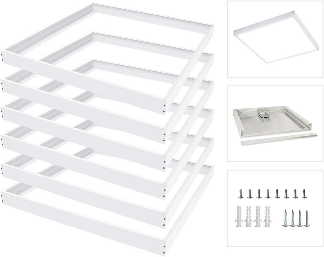 6 Pack 2x2 Surface Mount Kit for LED Flat Panel Light - Aluminum 24x24 inch Ceiling Frame Kit, Not Include LED Panel Light