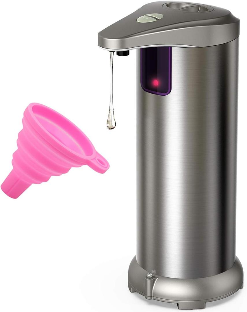 Infrared Automatic Soap Dispenser, Stainless Steel Touchless Soap Dispenser Automatic Dispenser with Waterproof Base for Bathroom Kitchen Hotel