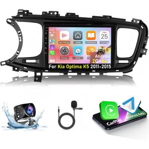 [2+64G] Android Car Stereo for Kia Optima K5 2011 2012 2013 2014 2015 with Wireless Carplay and Android Auto - 9 Inch Touchscreen Car Radio - Multiple UI Themes/GPS/WiFi/SWC + AHD Backup Camera