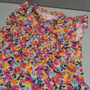 BLENCOT Women's Summer Casual Boho Flowy Maxi Dress Floral Print Tie V Neck Ruffle Short Sleeve Beach Party Dresses with Pockets P620 M