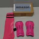 Syhood Soccer Shin Guards and Socks for Toddler Kids Youth, Lightweight Soccer Shin Pads Protective Defender Gear for  Children Teen Boys Girls Sports Game(S Size, Pink)