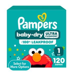 Pampers Diapers Baby Dry Size 1, 120 Count, Absorbent Disposable Infant Diaper 