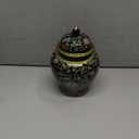 Enamel Ginger Jar with Lid 7.72"H,Handmade Chinoiserie Ginger Jar, Ceramic Vase for Home Decor, Decorative Jar, Black or White (Black)