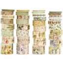 36 Rolls Vintage Washi Tape Pack Retro Arts Adhesive Tapes Wide Chronicle Decorative Masking Tape Sets for Craft, Kids, Scrapbook, DIY, Gift Wrapping (Forest Praise)