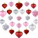 3 x Melisheer 24pcs Valentines Day Heart Ornaments, Classic Red Pink Silver Shaped Hanging Baubles with 2 Sizes, Valentine's Decorations for Tree, Love Decor Outdoor Wedding Party Gift