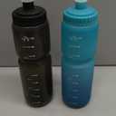 2-Pack Bike Water Bottle with Bite Valve, BPA Free, Fits Most Bike Cages, for Hiking, Bicycle Squeeze Sport Water Bottle for Riding, Hiking (Black & Green Blue, 32oz)