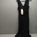 Womens 2025 Formal Dresses Wrap V-Neck Ruched Sexy Bridesmaid Wedding Guest Maxi Dresses (Small, Black)