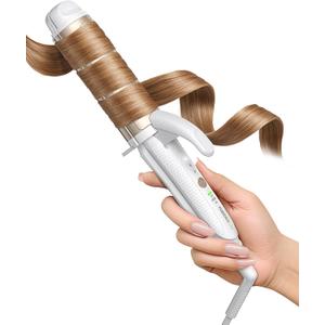 Dual-Voltage Curling Iron: 110V-240V 1 1/2 Inch Ceramic Wide Barrel 2-in-1 Curling Iron for Women - Europe Travel for Long/Medium Hair (Gold)