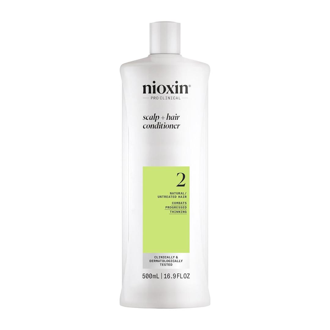 Nioxin Scalp + Hair Thickening System 2 Conditioner | For Natural or Untreated Hair with Progressed Thinning | With Niacinamide and Biotin | 16.9 Fl oz.