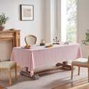 ZeeMart Linen Checked Table Cloth 60x84 Inches (Fit 5ft, Narrow Fit 6ft Rectangle Table), Farmhouse Style Plaid Embroidered Water Resistant Table Cover, Pink