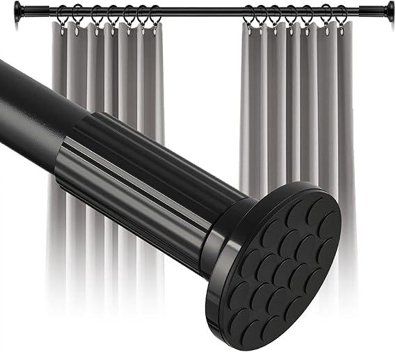 2Pack Tension Rod 2448Inch Black Curtain Rods for Windows Spring Adjustable Curtain Rods no Drilling Tension Curtain Rods for Window,Doorway,Closets