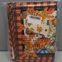 XCHI Fall Cross Pumpkin Maple Leaves Plaid Placemats Set of 6 Table Mats for Party Home Kitchen Dining Thanksgiving Table Decorations 12x18 Inch (Orange and Black)