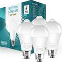 Motion Sensor Light Bulbs, 13W(100W Equivalent) Movement Activated Dusk to Dawn Sensor LED Bulb, A19 E26 5000K Cool White Security Bulbs Outdoor Indoor, for Porch Garage Basement Hallway 4 Pack